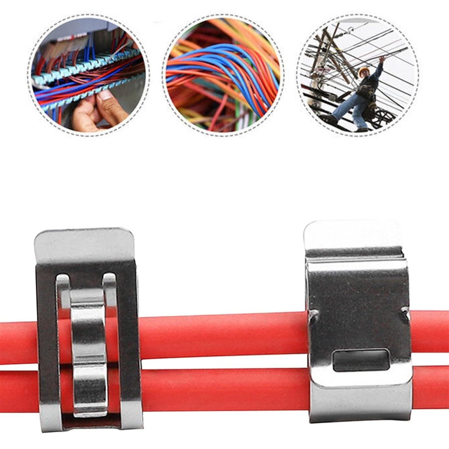 10PCS Stainless Steel Solar Wire Clips – Dual Cable Clamp for PV Panel Edge Mounting