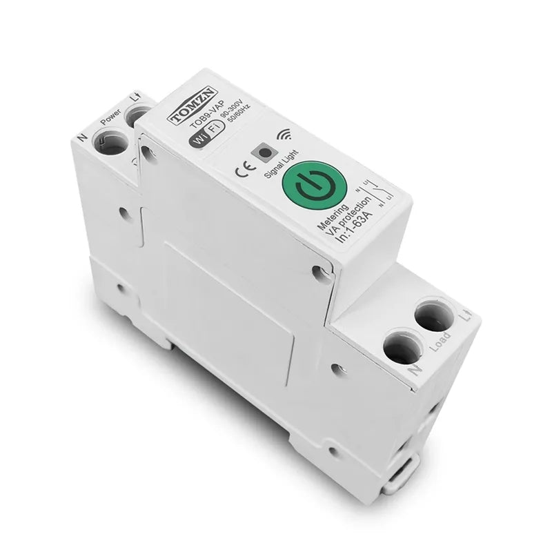Tomzn TOB9-VAP 8in1 63A WIFI Smart Switch with monitoring and Protection, TOMZN wifi breaker full function