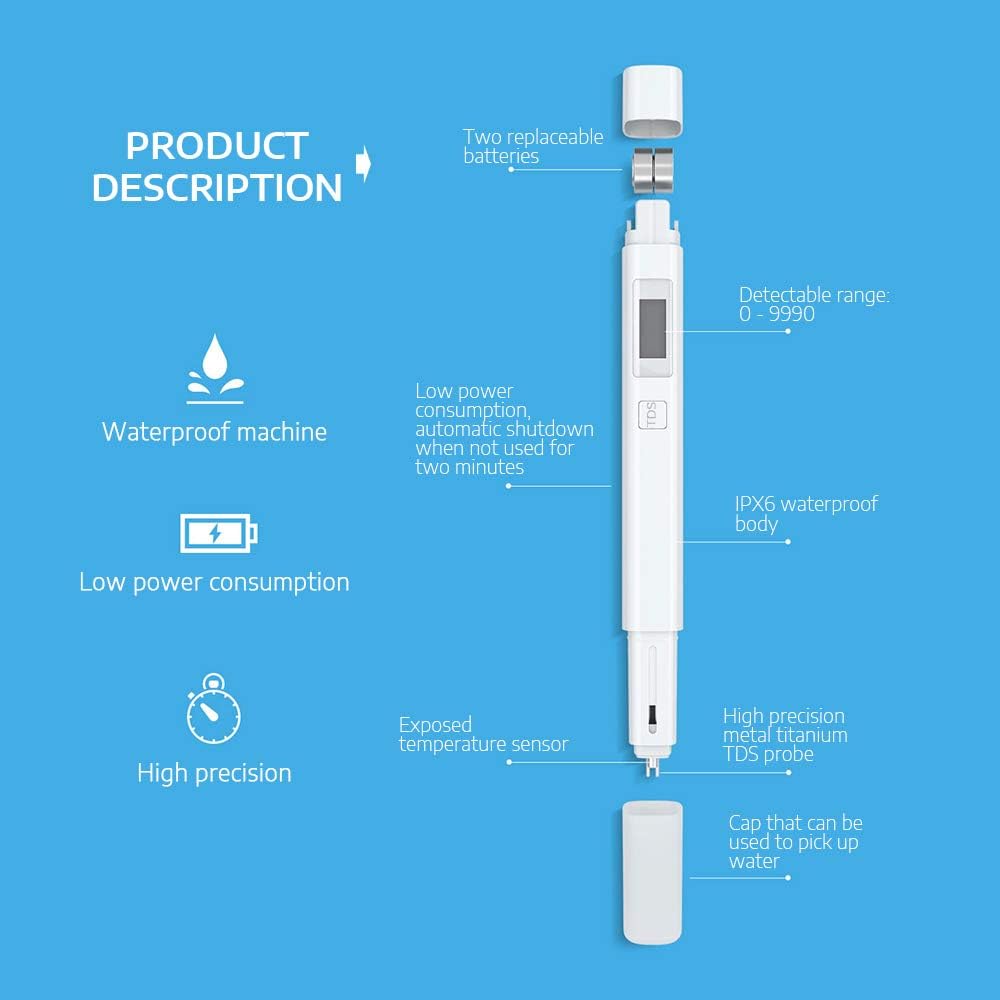 Xiomi Water Quality Test Pen, TDS Tester Water Quality Meter Tester Pen Water Measurement Tool