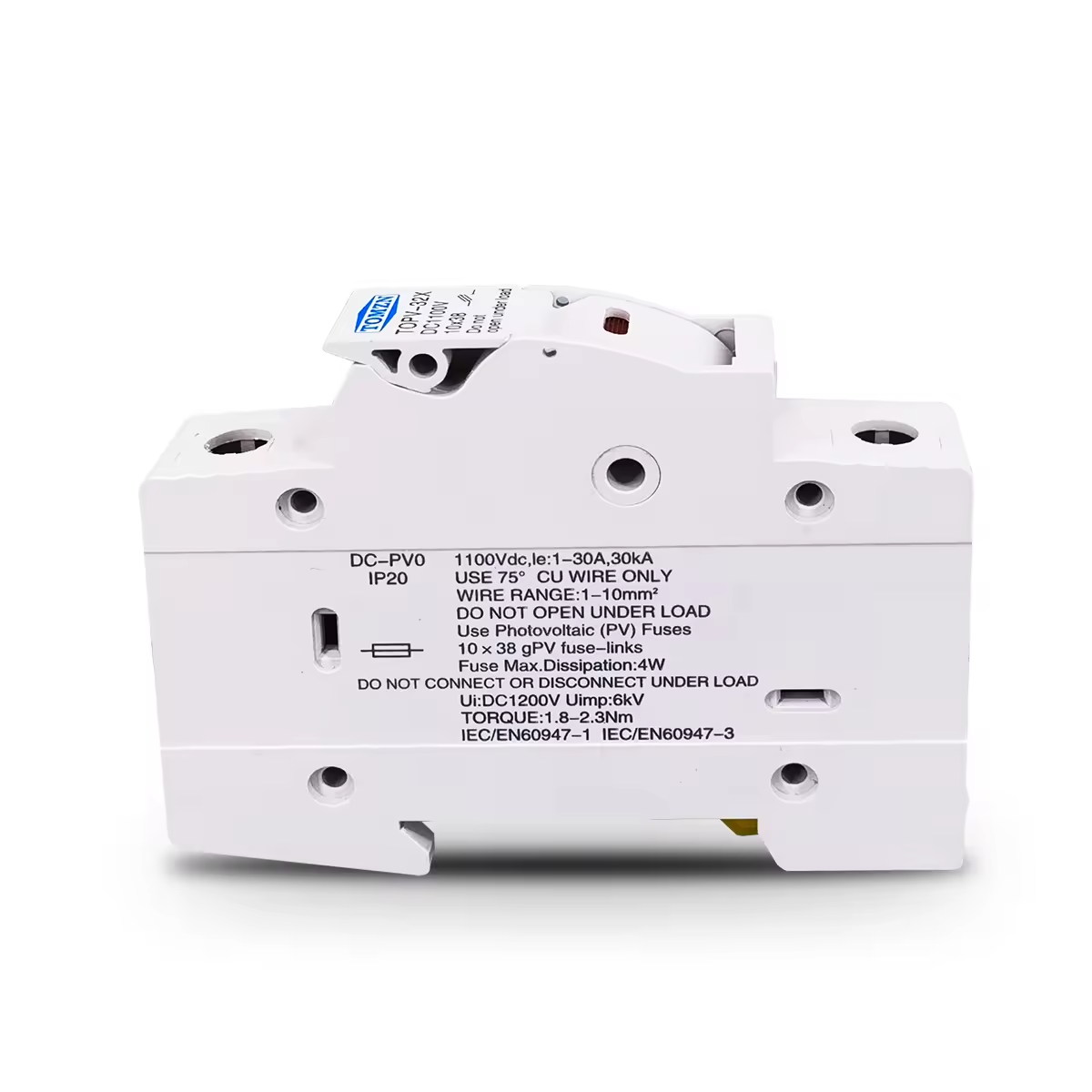 Tomzn TOPV-32 Fuse Holder for 10 x 38 gPV Fuses – Compatible with DC 1000V Systems
