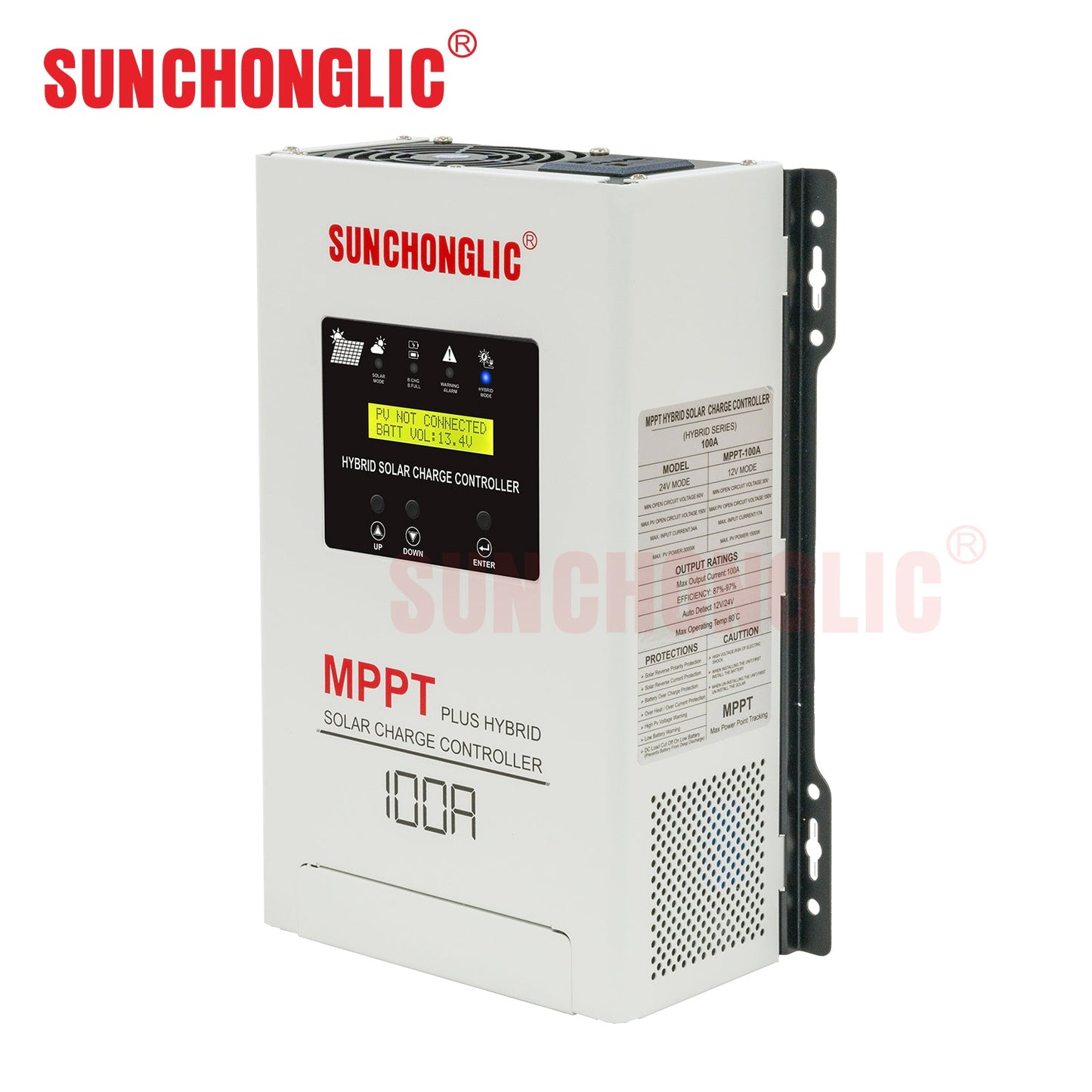 Sunchonglic Hybrid MPPT Solar Charge Controller 100A (12V/24V) with UPS Function