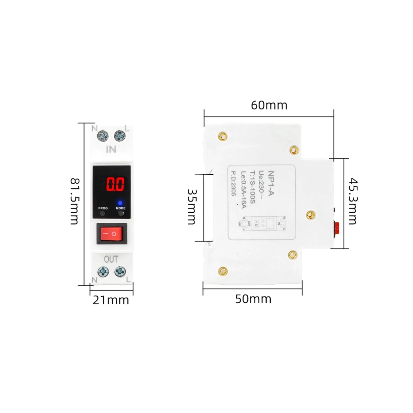 SETCO SP1-A 16A 220V Din Rail Adjustable Voltage Relay | Over Current Protection