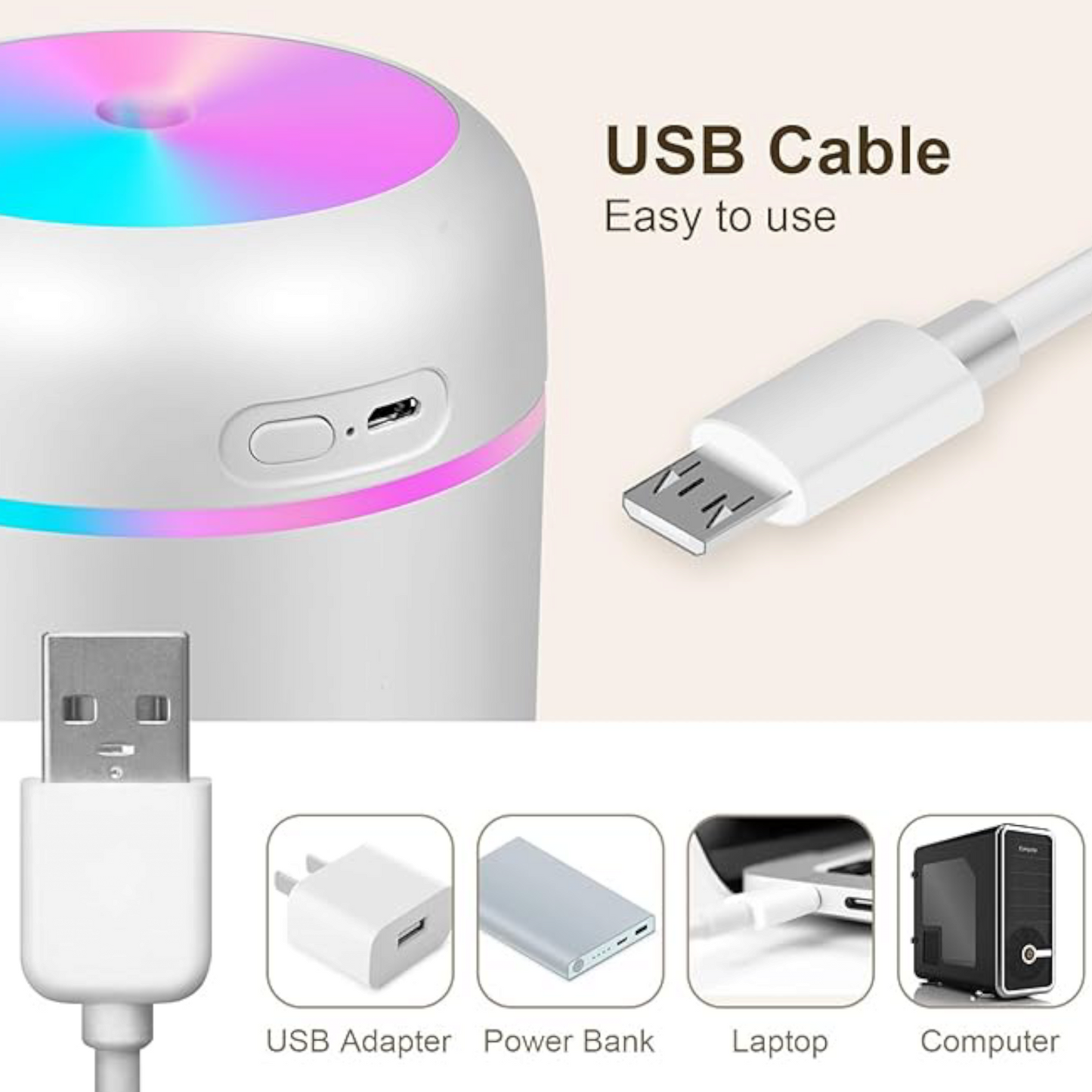 USB Colorful Humidifier DQ107 Multicolor Colorful Cup Humidifier Cool Mist Mini USB Aroma Diffuser for Bedroom Home Car Plant Purifier