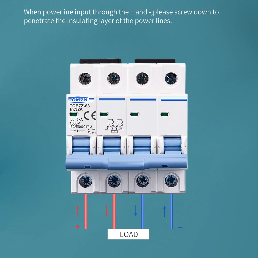 Tomzn TOB7Z-63 4P DC 1200V MCB Circuit Breaker