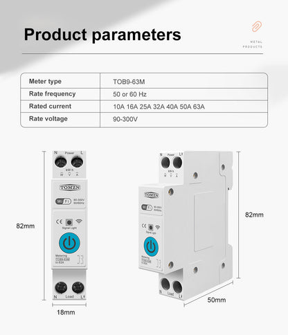 Tomzn TOB9-63M 6in1 63A WIFI Smart Switch with monitoring