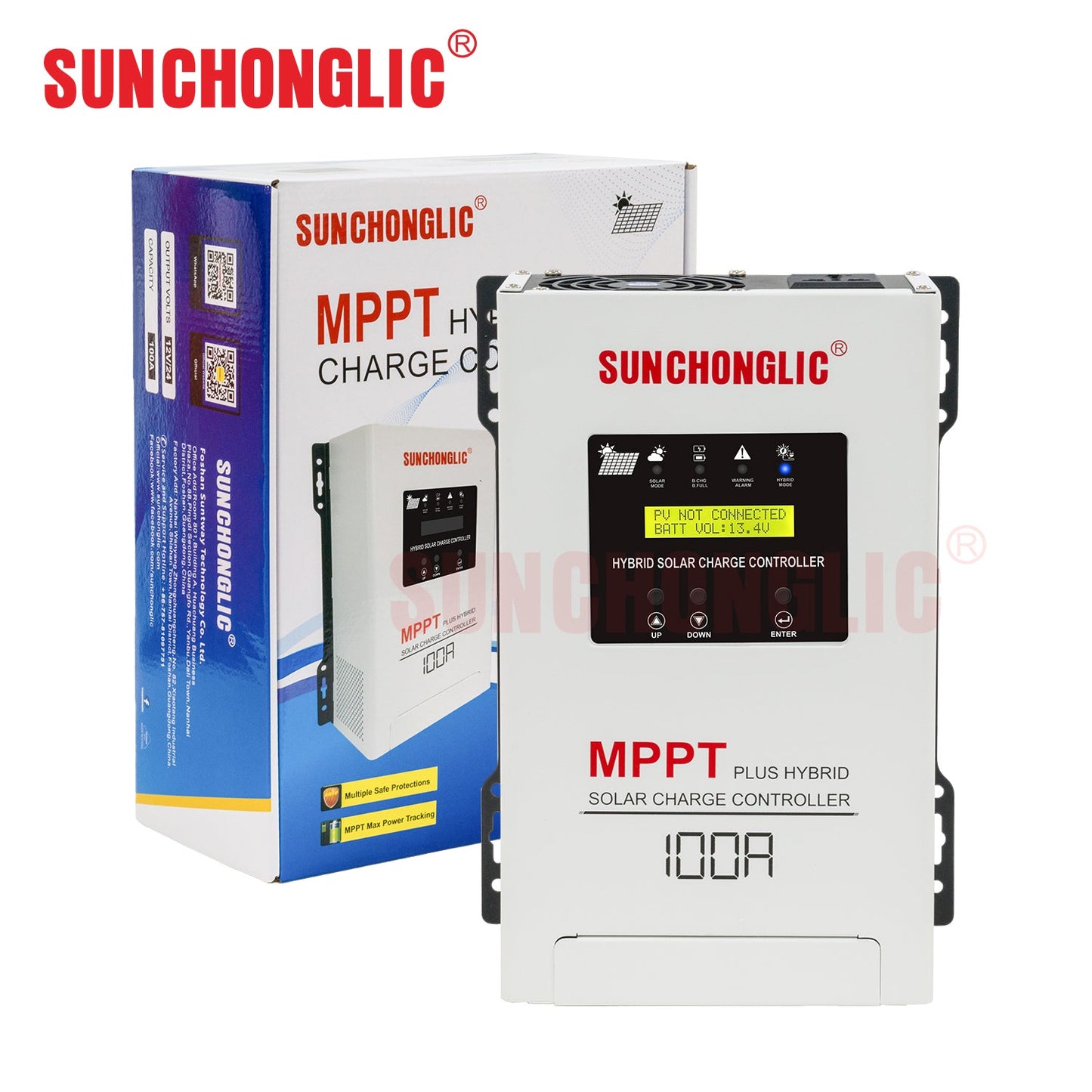 Sunchonglic Hybrid MPPT Solar Charge Controller 100A (12V/24V) with UPS Function