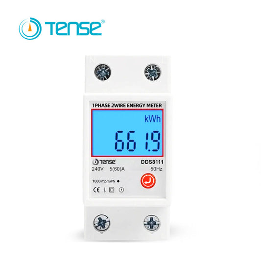 Tense DDS8111 Din Rail Single Phase Energy Submeter – 80A LCD Backlight Display