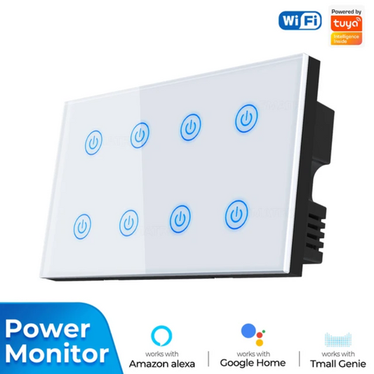 8 Gang Power Monitor Tuya Smart Wifi Light Touch Switch Timing Wall Electrical App Voice For Alexa Google Home Smart Life